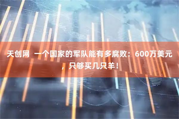 天创网  一个国家的军队能有多腐败：600万美元，只够买几只羊！